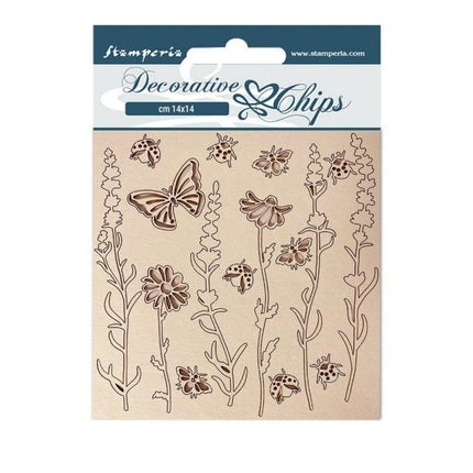 Decorative chips cm 14x14 - Provence flowers and butterflies