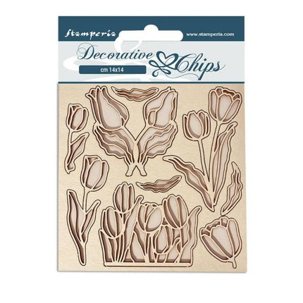 Decorative chips cm 14x14 - Romantic Garden House flowers
