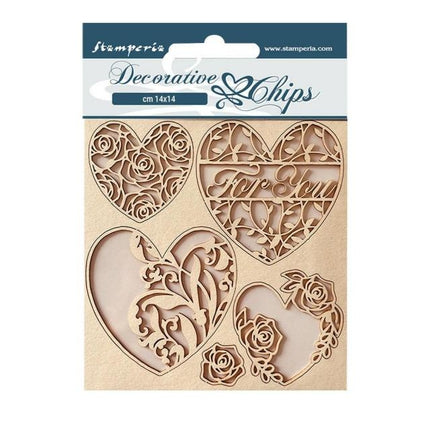 Decorative chips cm 14x14 - Rose Parfum hearts