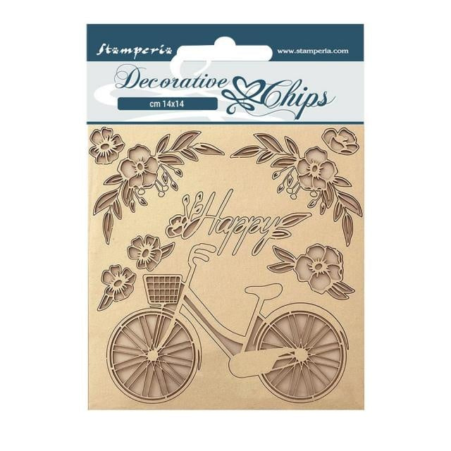 Decorative chips cm 14x14 - Create Happiness Welcome Home bicycle
