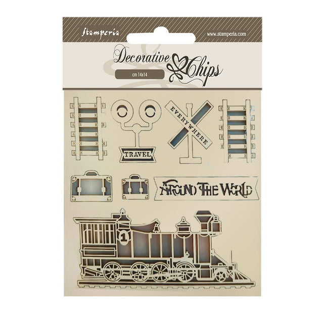 Decorative chips cm 14x14 - Around the world train