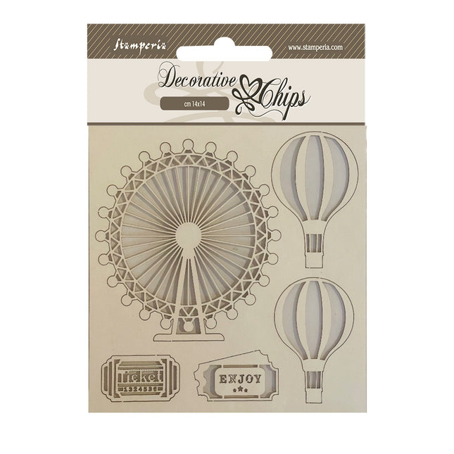 Decorative chips cm 14x14 - Around the world balloons