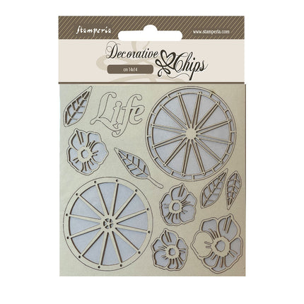 Decorative chips cm 14x14 - Blue Land Life wheels