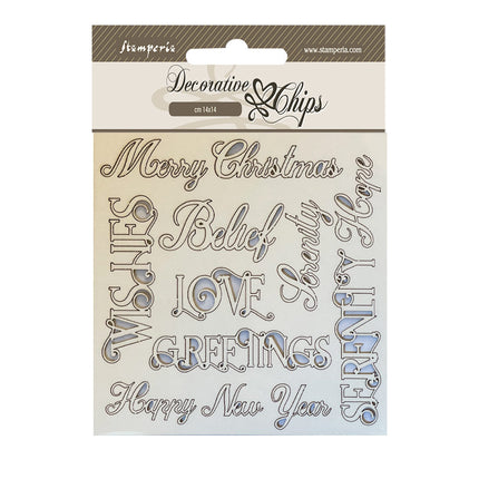 Decorative chips cm 14x14 - Christmas writings