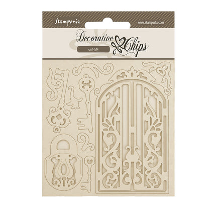 Decorative chips cm 14x14 - Old Lace gate and key