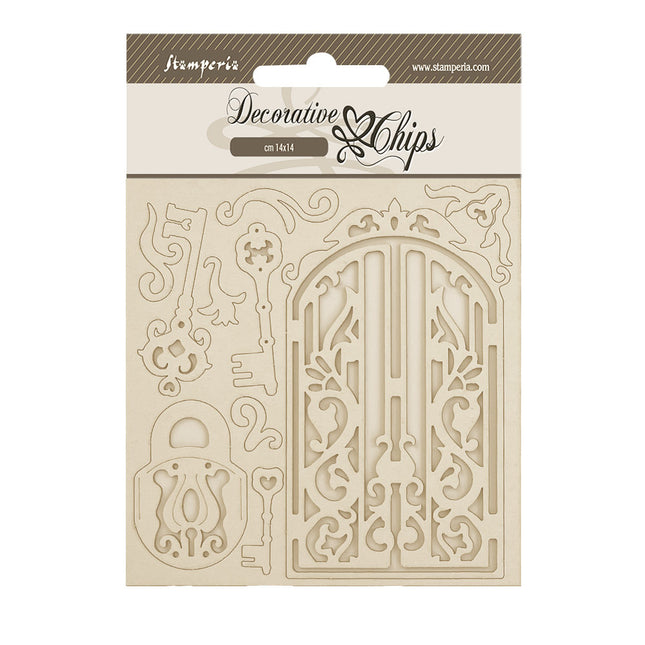 Decorative chips cm 14x14 - Old Lace gate and key