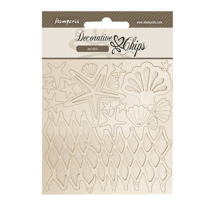 Decorative chips 14x14 cm - Silent Sea shells and net