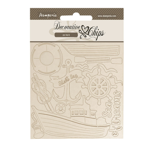 Decorative chips 14x14 cm - Silent Sea boat