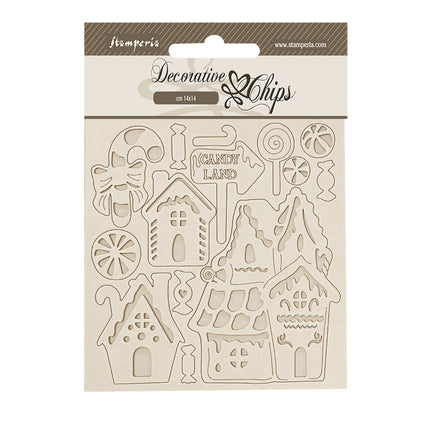 Decorative chips cm 14x14 - Candy Christmas marzipan houses