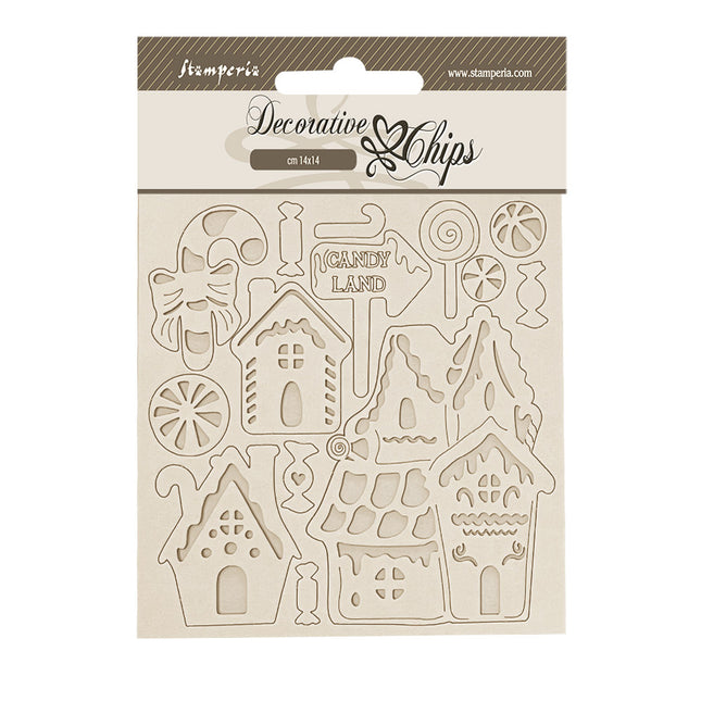 Decorative chips cm 14x14 - Candy Christmas marzipan houses