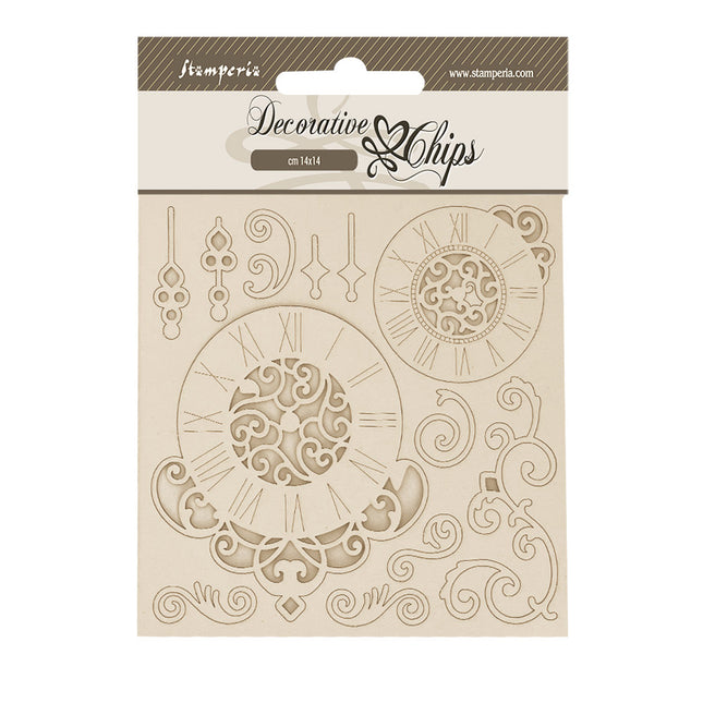 Decorative chips cm 14x14 - Quiet Days clock & swirls