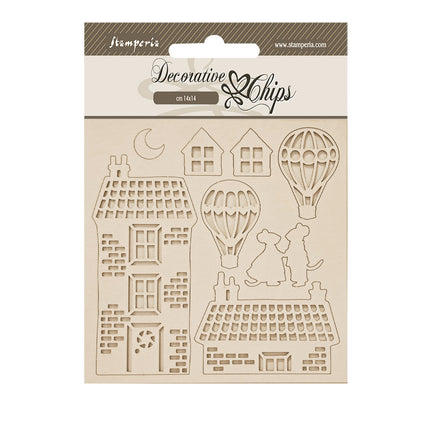 Decorative chips 14x14 cm - Family House and balloons