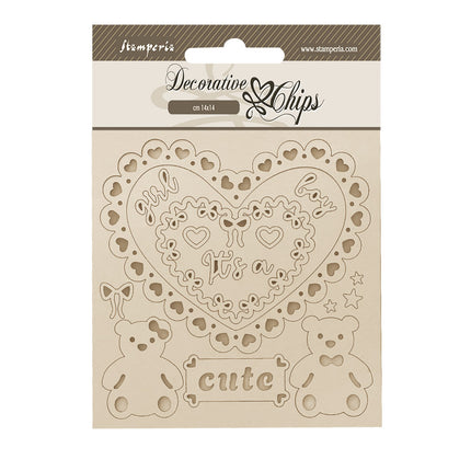 Decorative chips 14x14 cm - Baby heart and bears