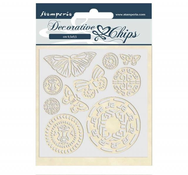 Decorative chips 14x14 cm Amazon butterfly tribal