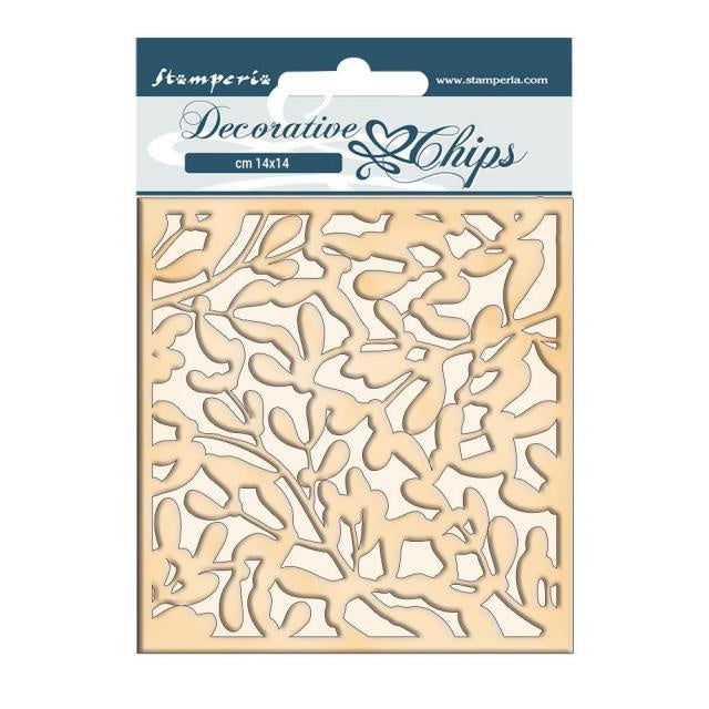 Decorative chips cm 14x14 - Winter Tales leaves texture