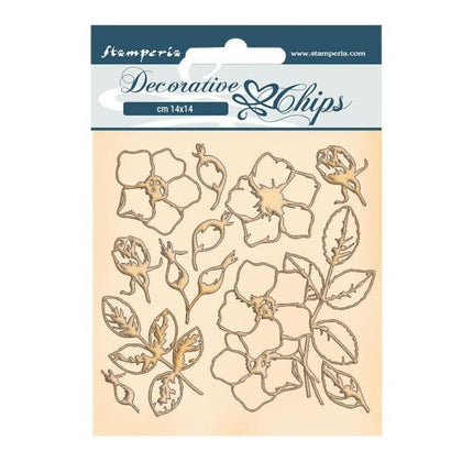 Decorative chips cm 14x14 - Romantic Christmas flowers