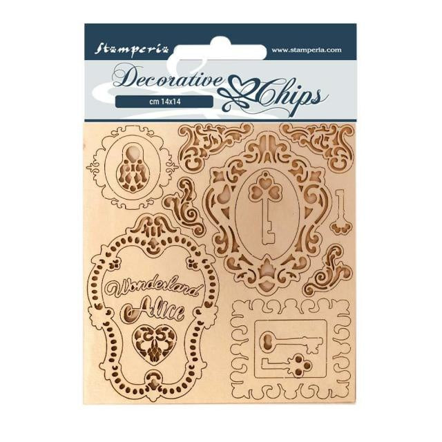 Decorative chips 14x14 Alice keys and frames