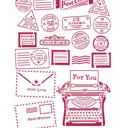 Stencil G cm 21x29,7 - Romantic Christmas type writer