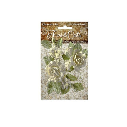 Set paper flowers Rose ivory
