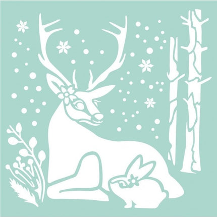 Thick stencil 18x18 cm Reindeer and Rabbit