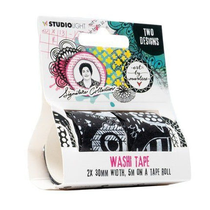 ABM Washi Tape Scallop-black/white Signature Collection nr.08