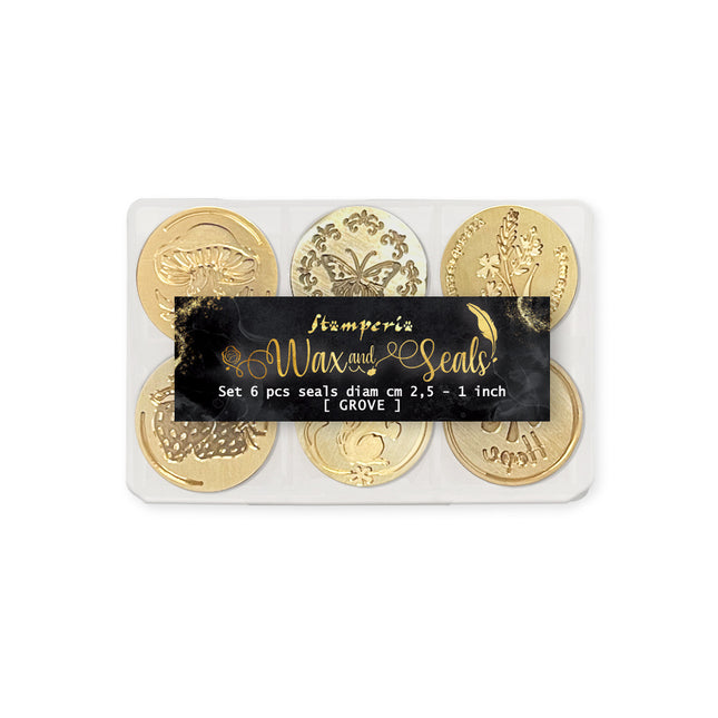 Set of 6 seals, diameter 2.5 cm - Grove