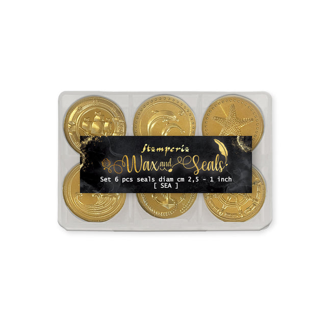 Set of 6 seals, diameter 2.5 cm - Sea