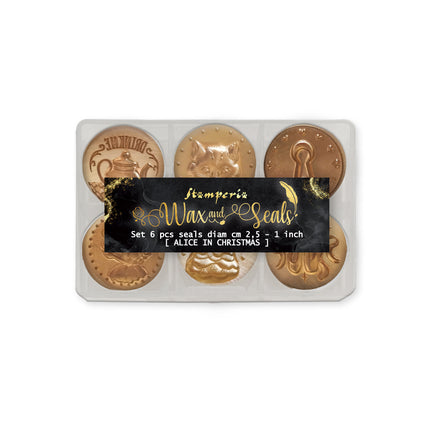 Set 6 pcs seals diam cm 2.5 - Alice in Christmas