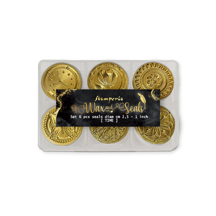 Set 6 Decorative seals design for Art and Craft diam cm2,5 Time