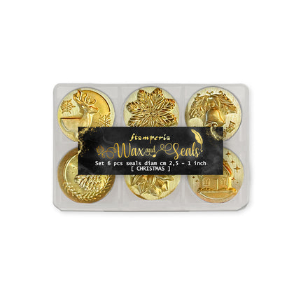 Set 6 Decorative seals design for Art and Craft diam cm2,5 Christmas