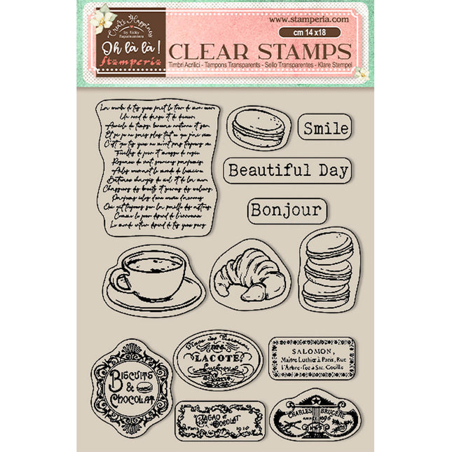 Acrylic stamp cm 14x18 - Create Happiness Oh lá lá labels