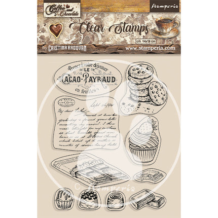Acrylic stamp cm 14x18 - Coffee and Chocolate chocolate elements