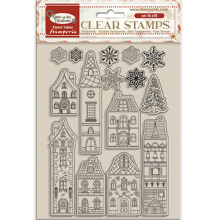Acrylic stamp cm 14x18 - Gear up for Christmas cozy houses