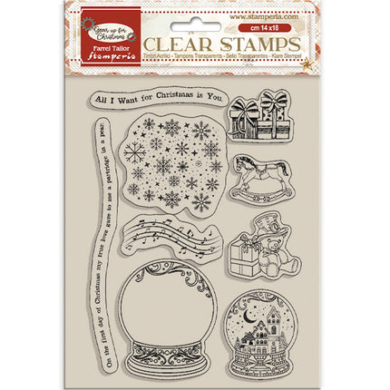 Acrylic stamp cm 14x18 - Gear up for Christmas snowglobes