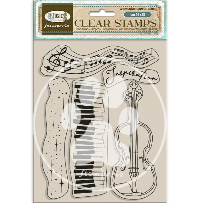 Acrylic stamp 14x18 cm - Music violin