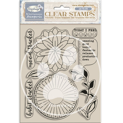 Acrylic stamp 14x18 cm - Create Happiness Dewdrops habit tracker