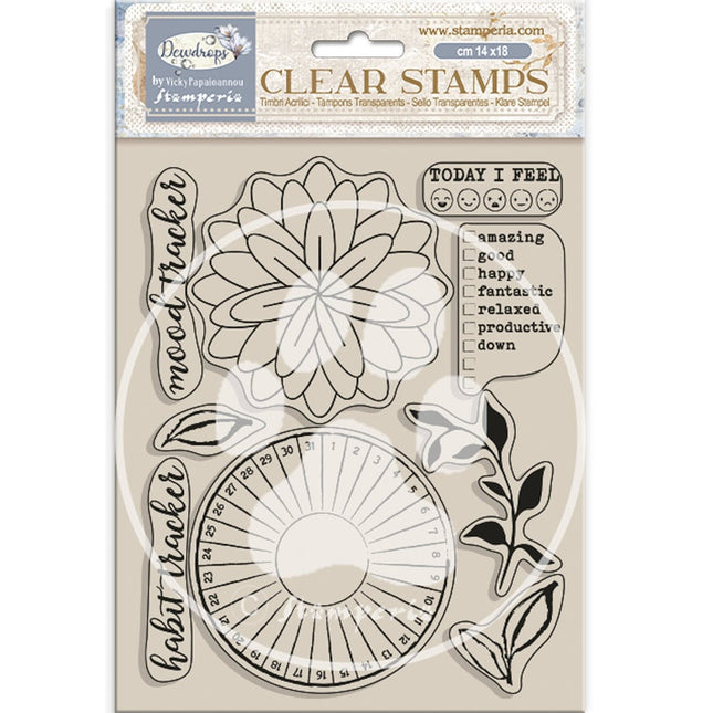 Acrylic stamp 14x18 cm - Create Happiness Dewdrops habit tracker
