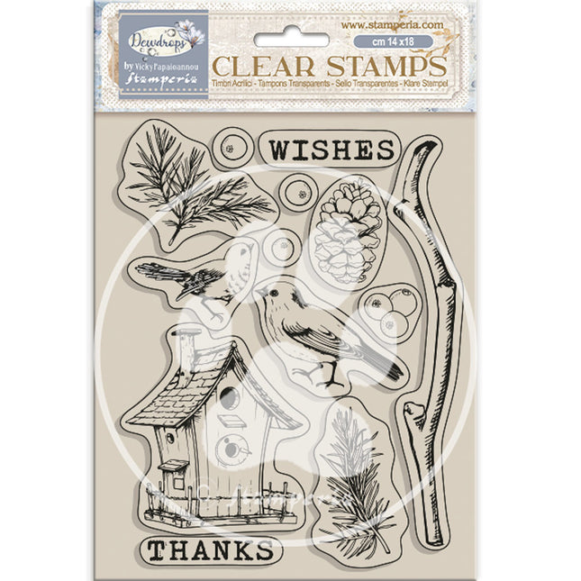 Acrylic stamp 14x18 cm - Create Happiness Dewdrops bird nest