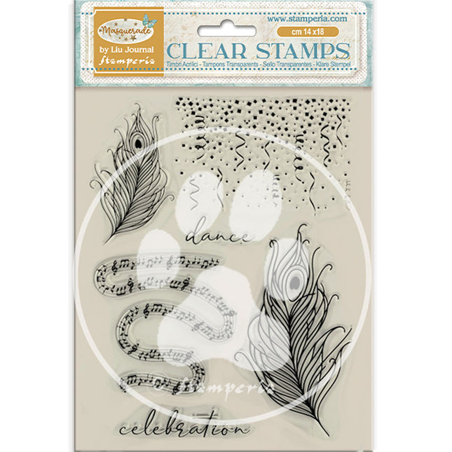 Acrylic stamp 14x18 cm - Masquerade feathers