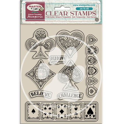 Acrylic stamp cm 14x18 - Master of Magic playing cards