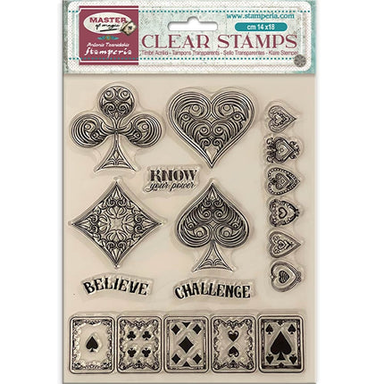 Acrylic stamp cm 14x18 - Master of Magic playing cards