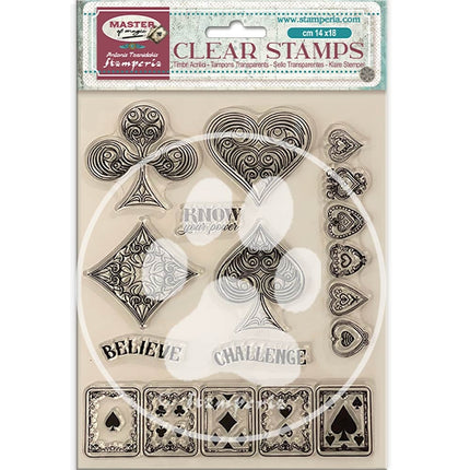 Acrylic stamp cm 14x18 - Master of Magic playing cards