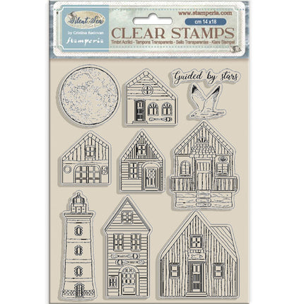 Acrylic stamp cm 14x18 - Silent Sea landscape