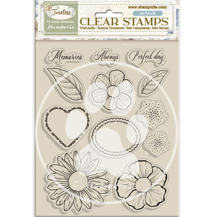 Acrylic stamp cm 14x18 - Timeless flowers and hearts