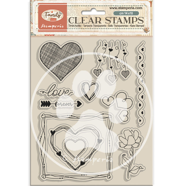 Acrylic stamp 14x18 cm - Family hearts