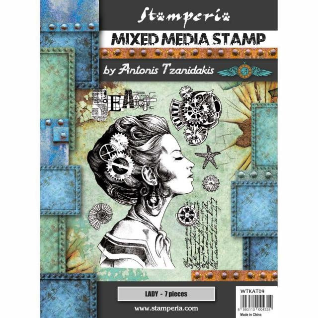 Mixed Media Stamp cm. 15x20 - Sea World Lady