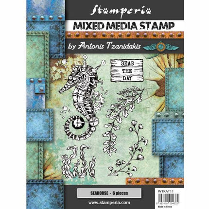 Mixed Media Stamp cm. 15x20 - Sea World - Seahorse