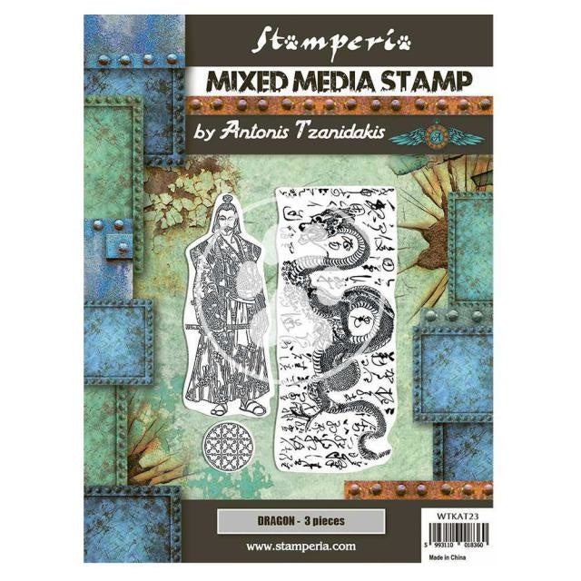 Mixed Media Stamp cm 15x20 - Sir Vagabond in Japan dragon