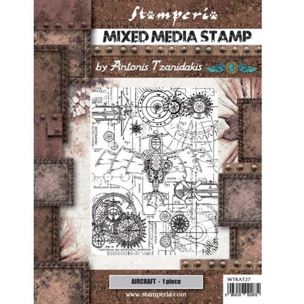 Mixed Media Stamp cm 15x20 - Sir Vagabond Aviator aircraft