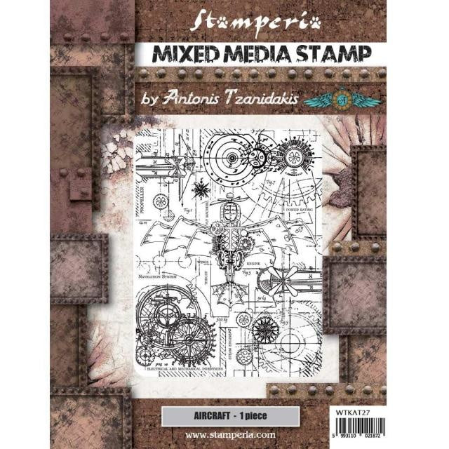 Mixed Media Stamp cm 15x20 - Sir Vagabond Aviator aircraft